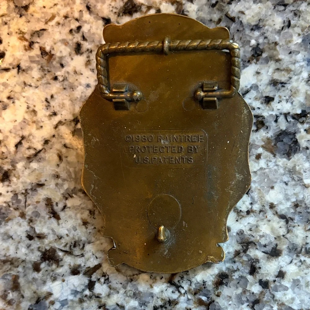 Vintage Bear Belt Buckle - Gold and Brown